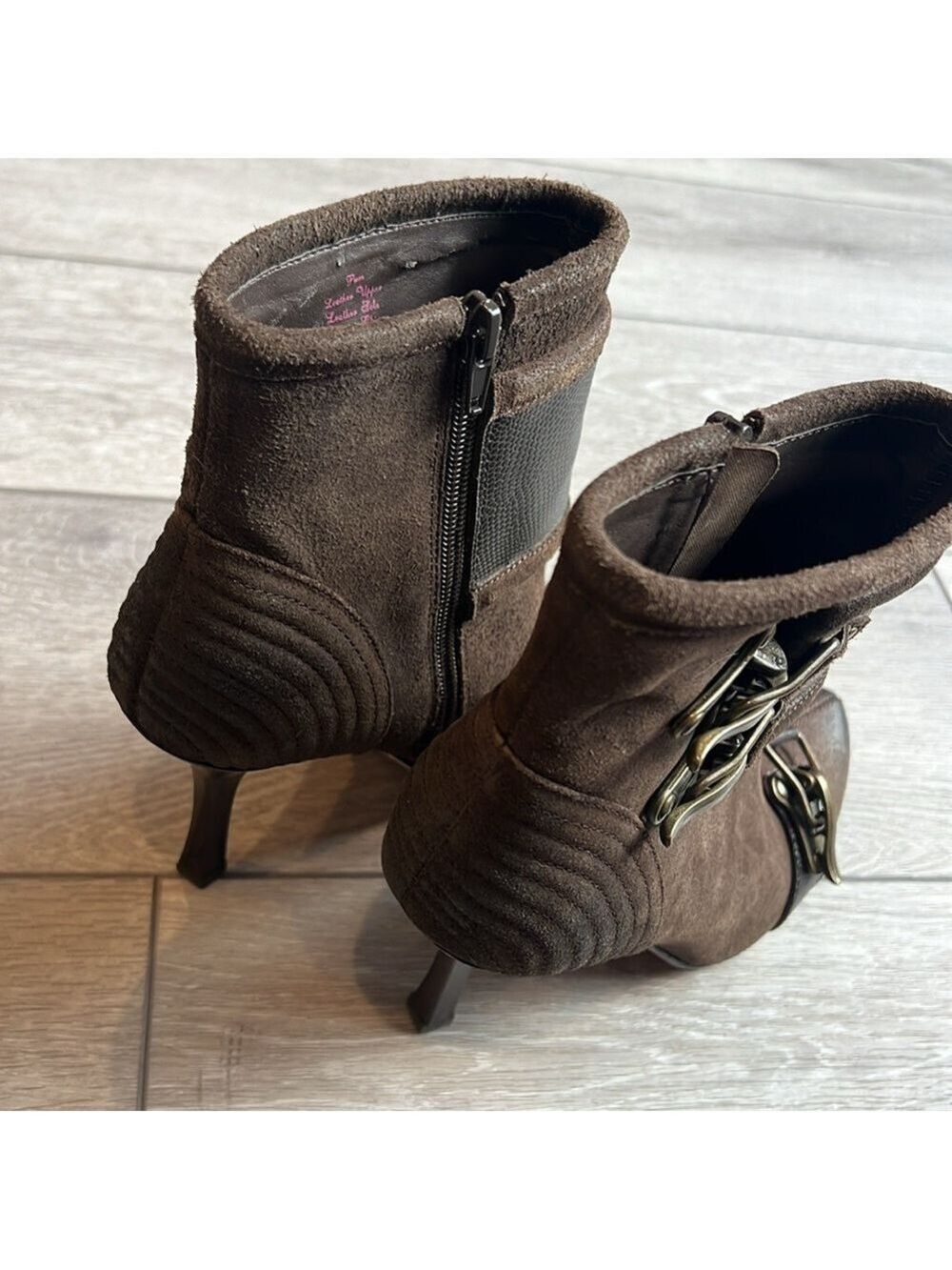 Plenty by Tracy Reese chocolate Brown Suede Ankle Boots with Buckle Detail 7.5 - Picture 12 of 12